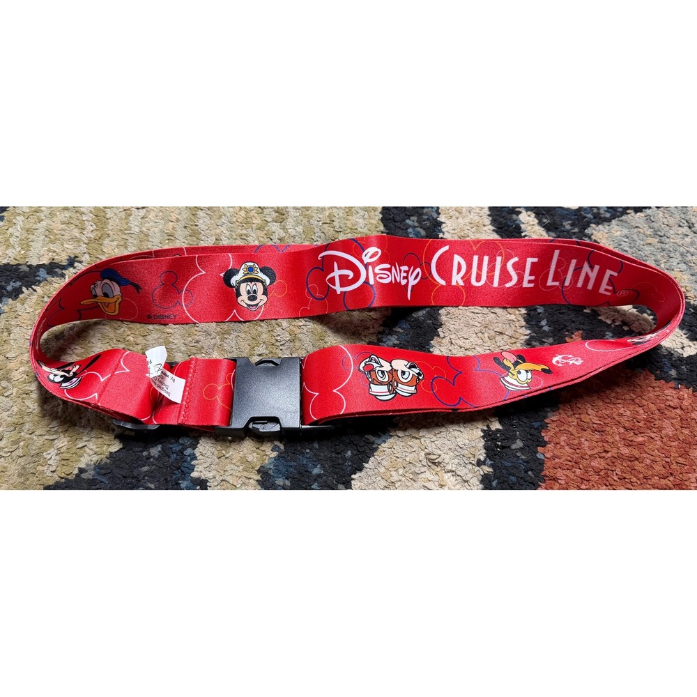Disney Cruise Line Red Luggage Strap Mickey Donald Goofy Adjustable Travel Belt